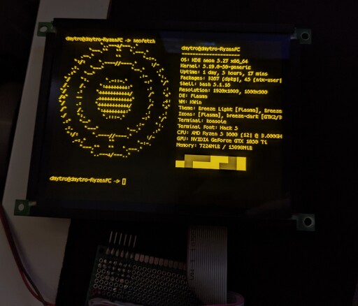neofetch shown on the EL display