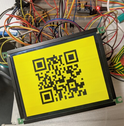 EL display showing a QR code
